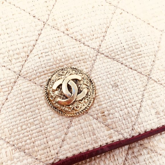 CHANEL summer Straw Raffia 80s Vintage bag leather - Picture 3 of 16